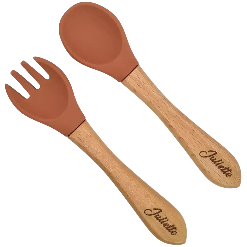 Couverts premier âge rouge tomette Baby-Crea