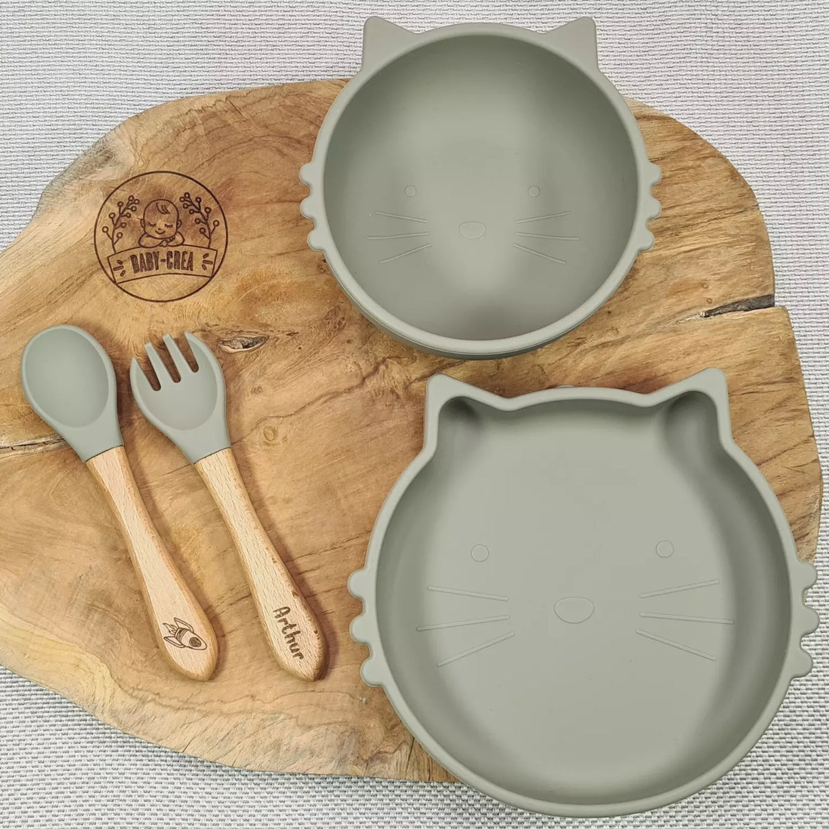 Kit repas premier âge bébé design chat complet
