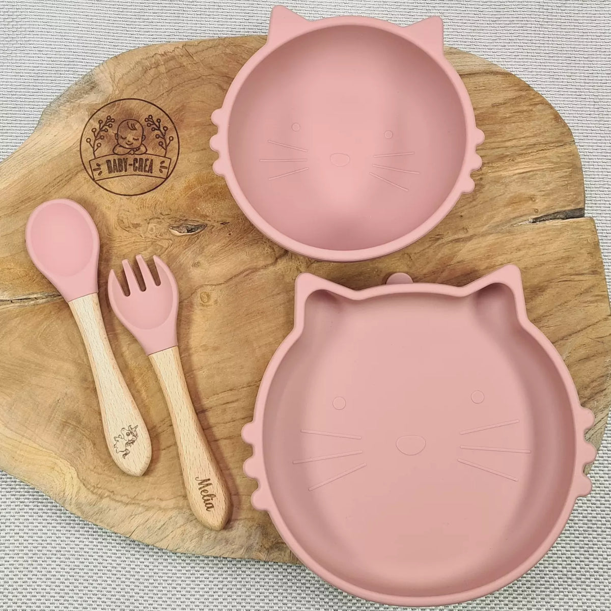 Vaisselle ergonomique bébé forme de petit chat